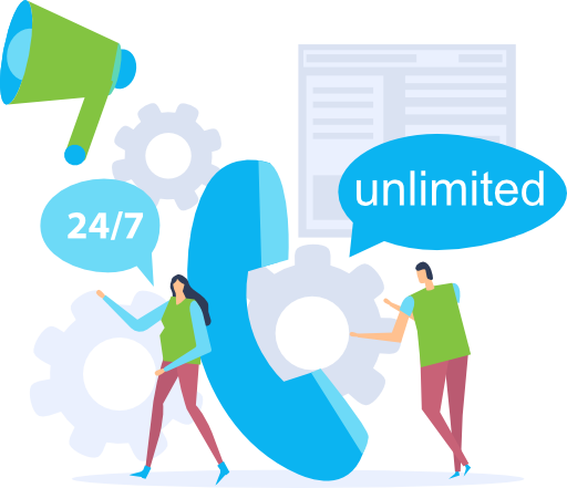infographic depicting unlimited calling, 24 hours a day, 7 days a week, for $29.99